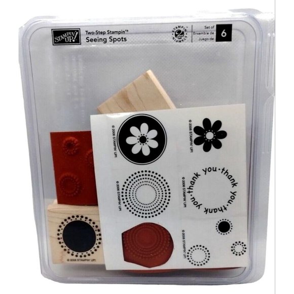 Stampin Up Seeing Spots 6 Piece Rubber Stamp Kit Unmounted 2006 Two Step Stamps - Picture 1 of 4